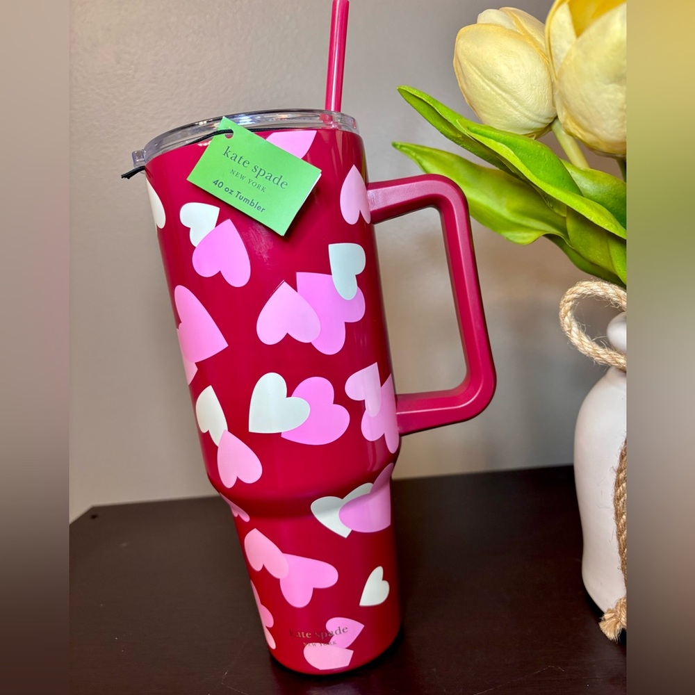 ♠️ NEW!!  Kate Spade hearts 40 oz insulated travel tumbler